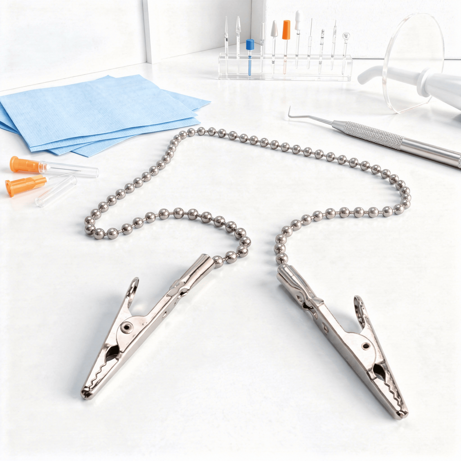 clip metálico dental para babero